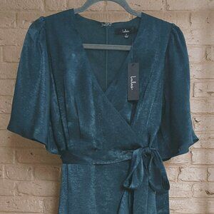 Lulu's Wrapped up in Love dark green dress